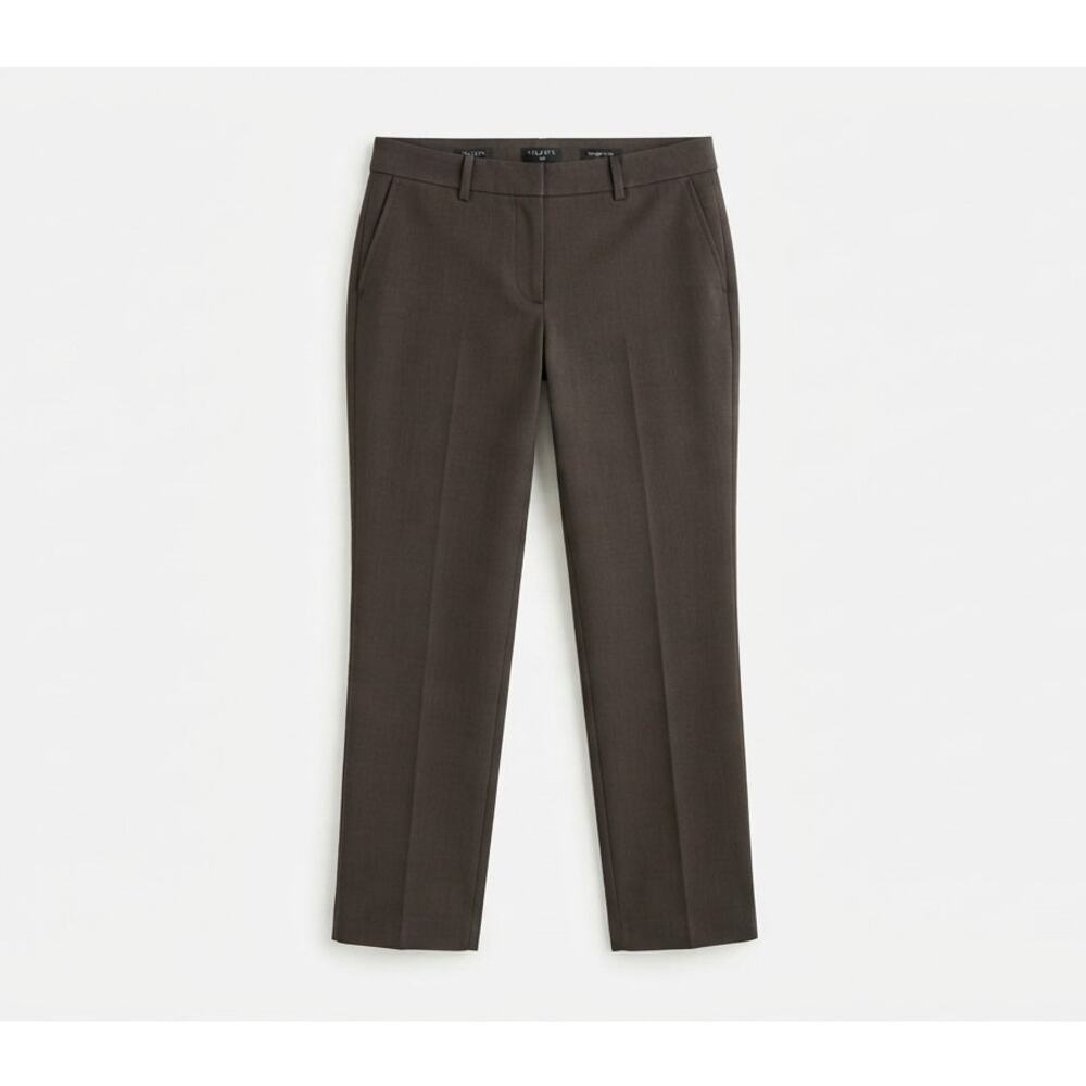 NEW Talbots 14 Straight Leg Dark Brown Pant Bi Stretch Trouser Career Minimalist